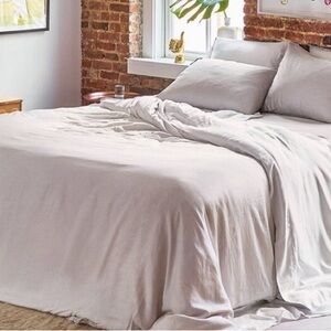 NWT Buffy Supima Cotton Percale Duvet Cover Queen Grey Cooling Comforter